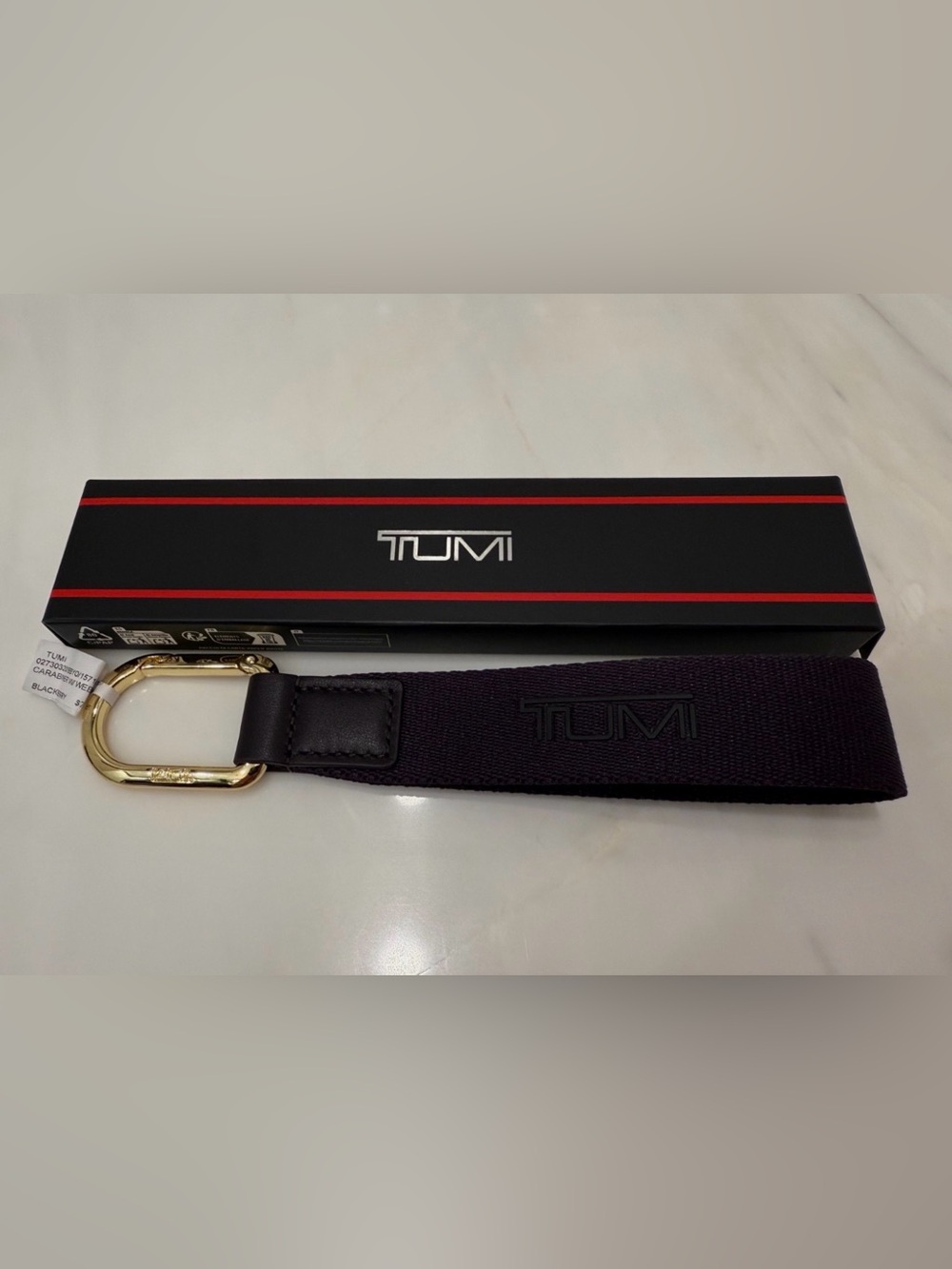 NEW Tumi Carabiner with LOGO Webbed Loop Key Ring Keychain - BLACKBERRY PURPLE